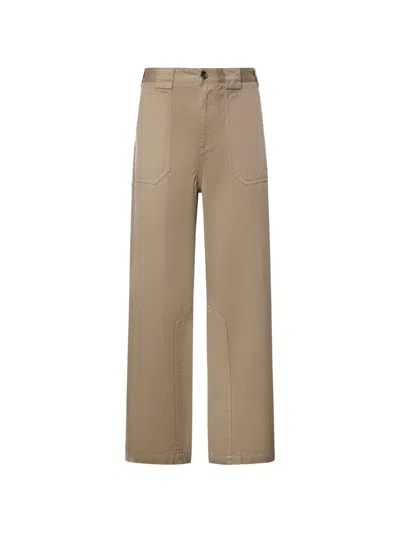 Loewe Logo-patch Straight-leg Pants In Brown