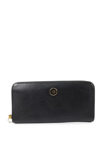 Pre-owned Loewe Logo-plaque Leather Wallet In Black
