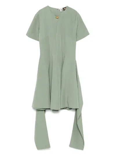 Loewe Logo-plaque Mini Dress In Green