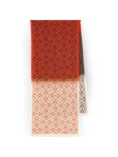 Loewe Logo-print Frayed Scarf In Multi