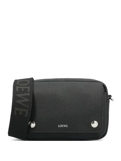 Loewe Logo-print Leather Shoulder Bag In Black
