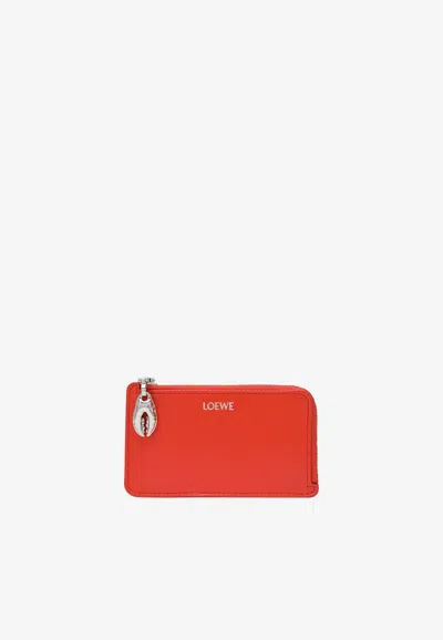 Loewe Logo-stamp Leather Wallet In Orange