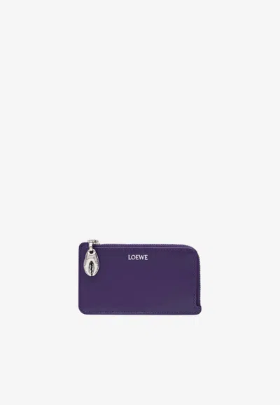 Loewe Logo-stamp Leather Wallet In Purple