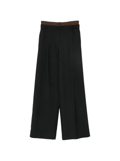 Loewe Logo-waistband Pleated Trousers In Black