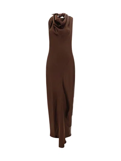 Loewe Long Dress In Chocolate