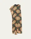 Loewe One-sleeve Asymmetric Floral-print Silk-crepon Dress In Multicolor