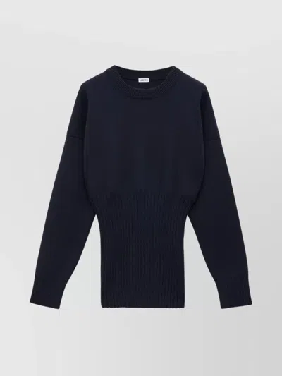 Loewe Long Ribbed Wool Sweater In Blue