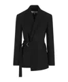 Loewe Womens Black Peak-lapel Draped Wool And Leather Blend Jacket In Black