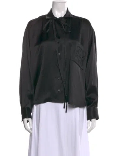 Pre-owned Loewe Long Sleeve Blouse In Black