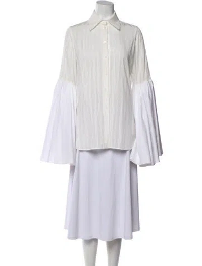 Pre-owned Loewe Long Sleeve Blouse In White