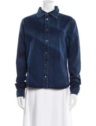 Pre-owned Loewe Long Sleeve Button-up Top In Blue
