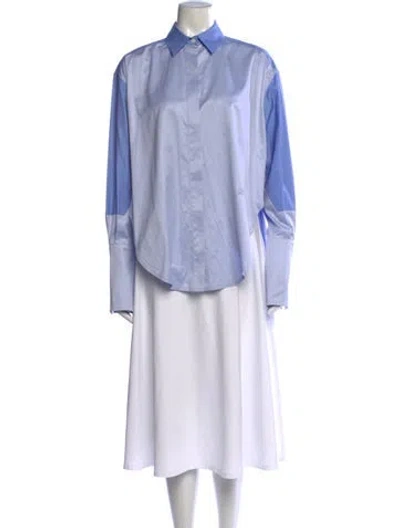 Pre-owned Loewe Long Sleeve Button-up Top In Blue