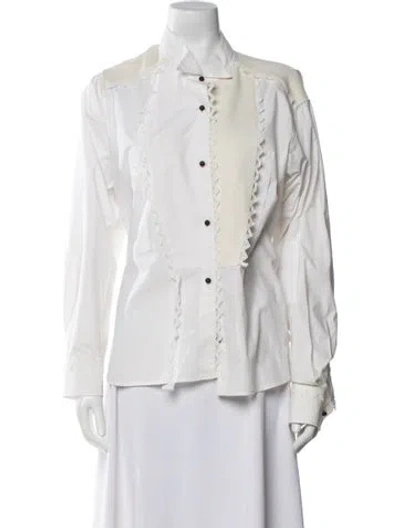 Pre-owned Loewe Long Sleeve Button-up Top In White