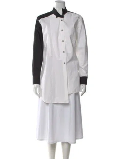 Pre-owned Loewe Long Sleeve Button-up Top In White