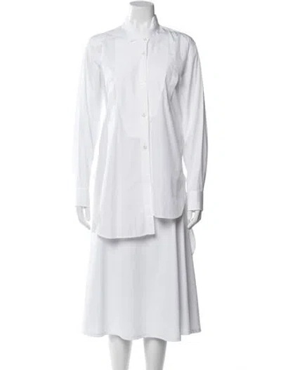 Pre-owned Loewe Long Sleeve Button-up Top In White