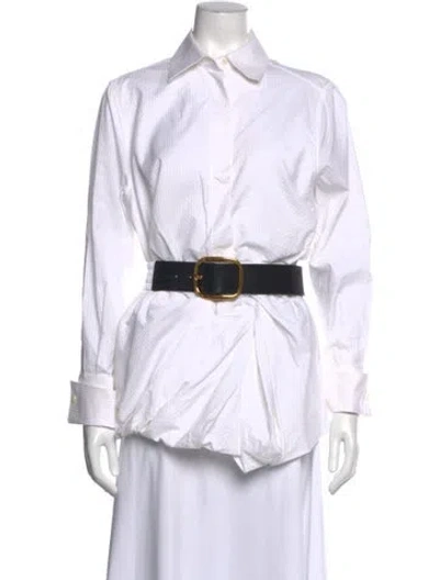 Pre-owned Loewe Long Sleeve Button-up Top In White