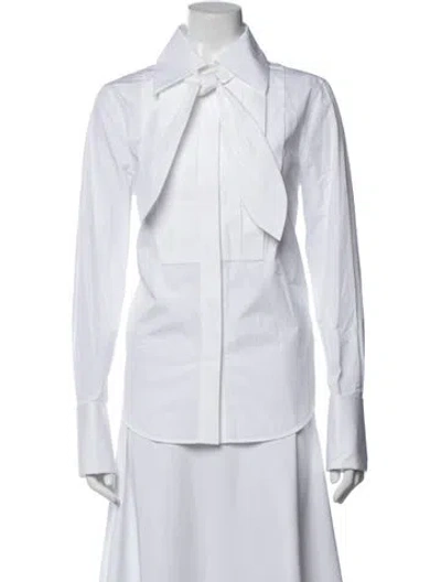 Pre-owned Loewe Long Sleeve Button-up Top In White