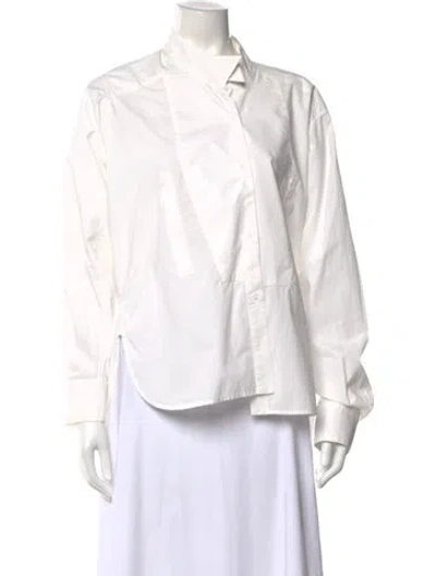 Pre-owned Loewe Long Sleeve Button-up Top In White