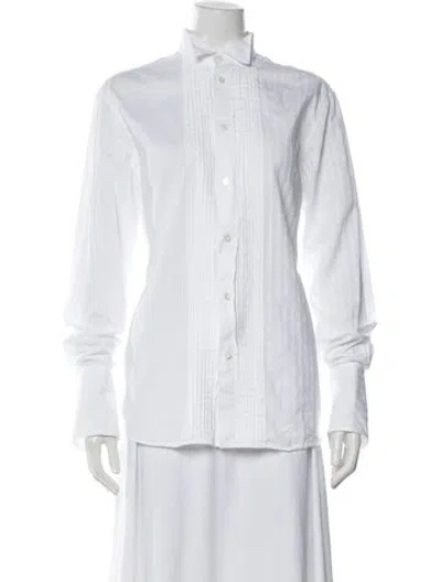 Pre-owned Loewe Long Sleeve Button-up Top In White