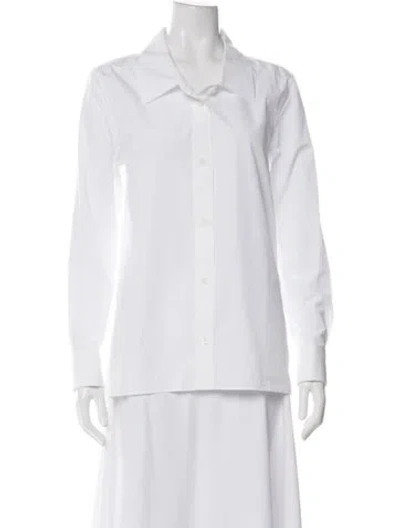 Pre-owned Loewe Long Sleeve Button-up Top In White