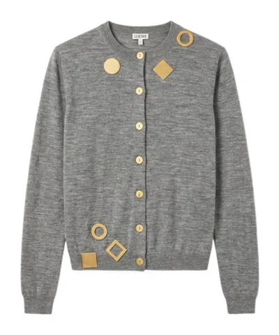 Loewe Long Sleeve Cardigan In Gray
