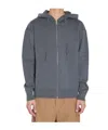 Loewe Anagram Zip Hoodie Featuring Drawstring Hood In Gray