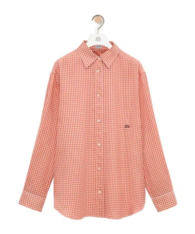 Loewe Long Sleeve Checked Shirt In Pink