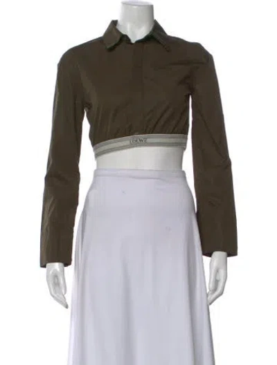Pre-owned Loewe Long Sleeve Crop Top In Green