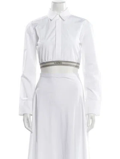 Pre-owned Loewe Long Sleeve Crop Top In White