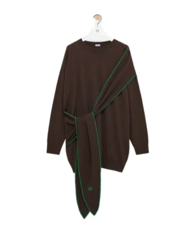 Loewe Long Sleeve Dress In Brown