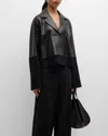 Loewe Long-sleeve Leather And Suede Pajama Blouse In Black