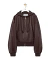 Loewe Leather Flamenco Jacket With Hood And Pockets In Brown