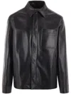 Loewe Embossed Anagram Leather Jacket In Black