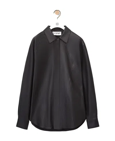 Loewe Long-sleeve Leather Shirt In Black