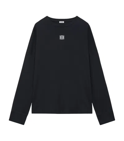 Loewe Mens Ribbed Long-sleeve Cotton-jersey T-shirt Black