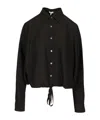 Loewe Drawstring Open-back Blouson Blouse In Black