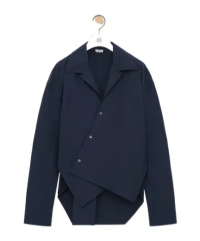 Loewe Asymmetric Cotton Shirt In Blue
