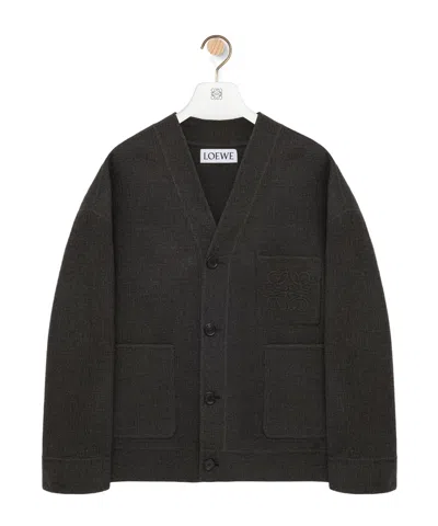 Loewe Long-sleeved Cardigan In Black