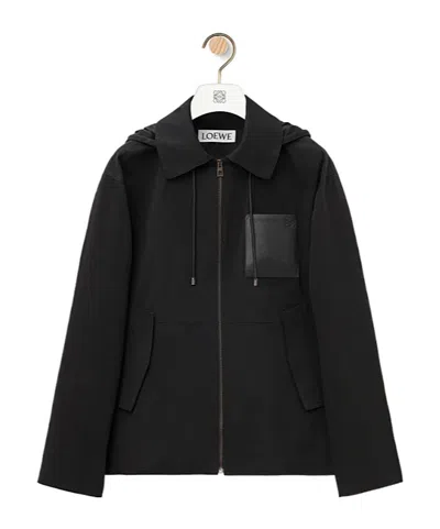 Loewe Zip-up Hooded Jacket In Black