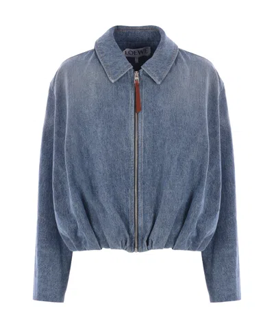 LOEWE LOEWE DRAPED ZIPPED DENIM JACKET