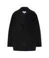 Loewe Woolen Cropped Coat In Black