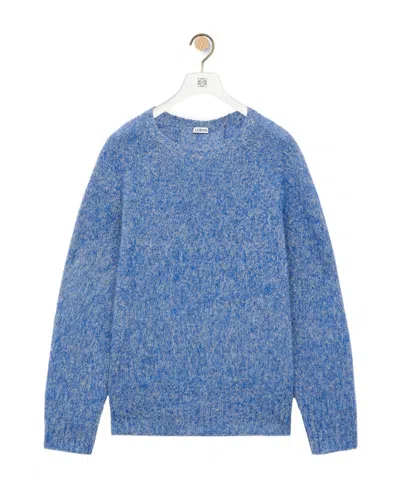Loewe Long Sleeved Crewneck Jumper In Blue