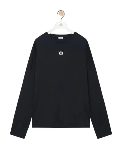 Loewe Mens Ribbed Long-sleeve Cotton-jersey T-shirt Black