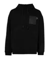 Loewe Anagram Patch Drawstring Cotton Hoodie In Black