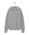 Loewe Drawstring Hoodie With Ribbed Cuffs And Hem In Gray