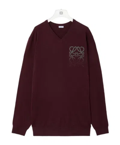 Loewe Long-sleeved Knitwear In Burgundy