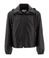 Loewe Hooded Zipped Leather Relaxed Fit Jacket In Black