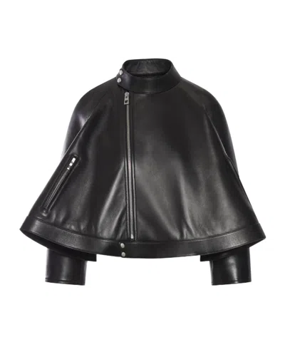Loewe Long-sleeved Leather Jacket In Black