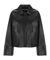Loewe Long-sleeved Leather Jacket In Black