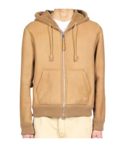 Loewe Long-sleeved Leather Jacket In Brown